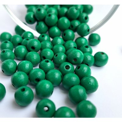 Detoa dřevěné korálky tmavě zelené 8 mm 10 ks – Zboží Dáma