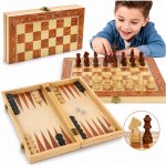 Klasické dřevěné šachy Desková hra 3v1 Vrhcáby Tryktrak 48x48 cm – Zboží Živě
