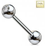 Šperky4U zlatý piercing do jazyka zirkon ZL01106-WG – Zboží Dáma