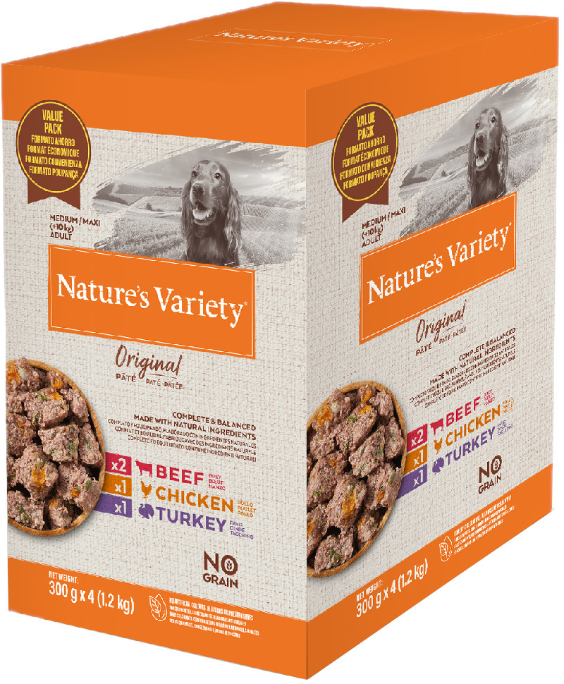 Natures Variety Original Paté No Grain Medium Maxi Adult mix hovězí kuřecí krocaní 8 x 300 g