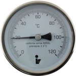 Steno Teploměr bimetalový DN 100, 0-120°C, jímka 100mm, zadní připojení 1/2" 1431