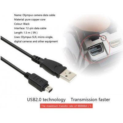 TopTechnology USB kabel pro fotoaparáty Olympus 12 pin CB-USB5, CB-USB6, CB-USB8 nahrazuje ORIGINÁL