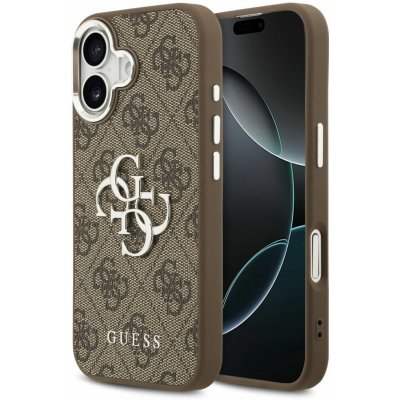 Guess PU 4G Metal Logo Zadní Kryt pro iPhone 17 Silver Brown – Zboží Mobilmania