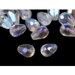 Skleněné korálky broušené kapky 7x10 mm, crystal AB, 20 g – Sleviste.cz