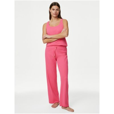 Marks & Spencer dámské žebrované pyžamové kalhoty růžové