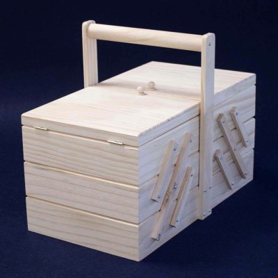 Pro Háčkování Kazeta na šití rozkládací dřevěná velká 38x21x19 cm – Zboží Dáma