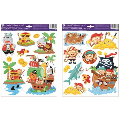 Room Decor Samolepky na zeď piráti truhla s pokladem 33 x 29 cm – Hledejceny.cz