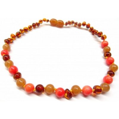 Prosperk jantarové korálky pro děti jantar avanturín a korál S2157 – Zboží Dáma