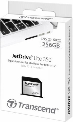 Transcend Flash Expansion Card 256 GB JetDrive Lite 350 for 15\'\' Apple MacBook Pro TS256GJDL350