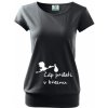 Těhotenské a kojící tričko Bezvatriko tričko s potiskem čáp přiletí černá