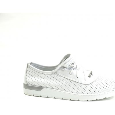 Looke kožené perforované polobotky Leonore White L1051_03 – Zboží Dáma