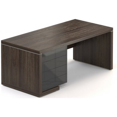 Rauman Stůl Lineart 180 x 85 cm + levý kontejner, jilm tmavý / antracit – Sleviste.cz