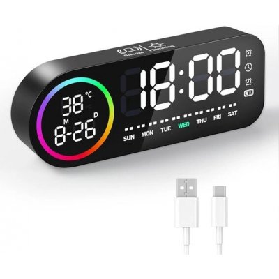 Digitální budík Diboniur, digitální LED budík, duální budík, napájení z USB/baterií, budík s funkcí – Zboží Dáma