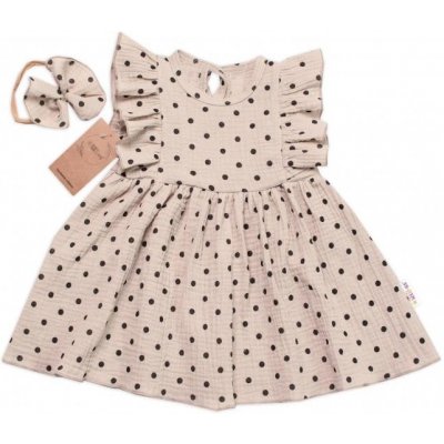 Baby Nellys Baby Nellys Lehké mušelínové šatičky béžové – Zboží Dáma