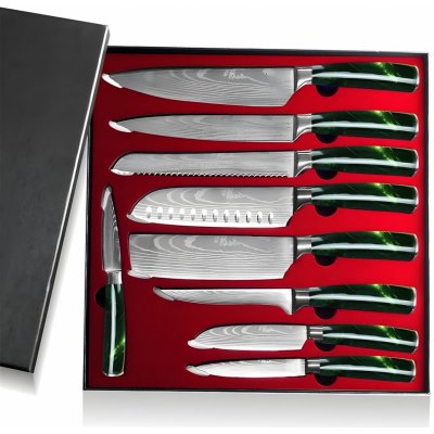 Sada kuchyňských nožů BL 13828 9ks Zelená – Zboží Dáma