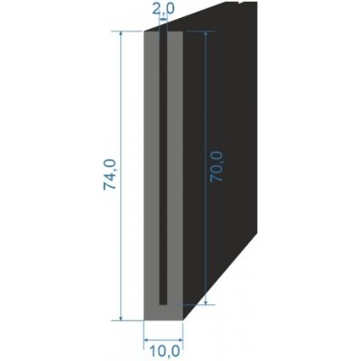 05352514 Pryžový profil tvaru "U", 74x10/2mm, 60°Sh, NBR, -40°C/+70°C, černý | Zboží Auto
