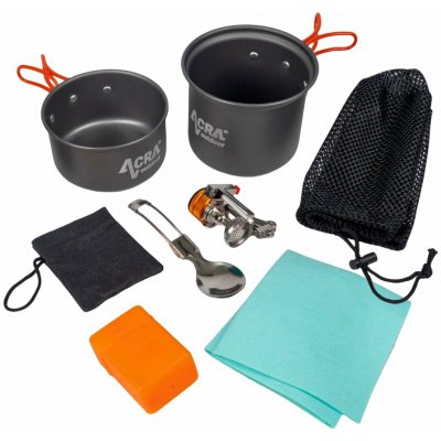 Acra C23 camping set nádobí včetně plynového vařiče pro 1-2 osoby – Sleviste.cz