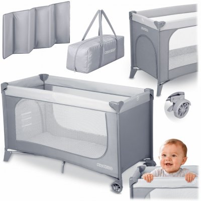Ricokids Cestovní postýlka 125 x 65 x 78 cm RK-240 šedá – Sleviste.cz