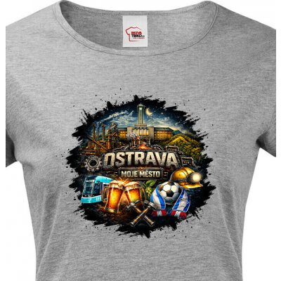 Bezvatriko.cz Dámské tričko Ostrava Moje Město, Tmavý melír – Sleviste.cz