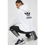 adidas bavlněná mikina dámská bílá s kapucí s aplikací – Sleviste.cz