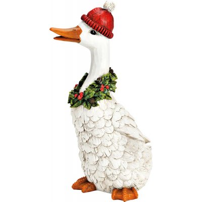 WURM Dekorace Vánoční husa s kloboukem a věncem š/v/h 11x24x12cm – Zboží Dáma