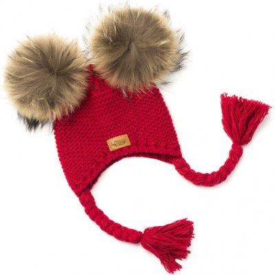 Dětská zimní čepice Lattante s copánky červená umělá kožešina – Zbozi.Blesk.cz
