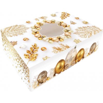Alvarak vánoční krabice na cukroví Bílá s ozdobami 23 x 15 x 5 cm – Zboží Mobilmania