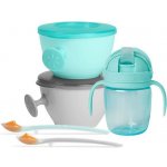 Skip Hop Set jídelní s hrnkem Easy Feed Mealtime Set Teal Grey 6m + 5 ks – Zboží Mobilmania