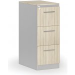 Primo Kovová zásuvková kartotéka s dřevěnými čely A4 3 zásuvky šedá/dub přírodní – Zboží Dáma