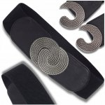 Camerazar Elegantní dámský široký Elastický pásek černý Kovová spona Stříbrné – Sleviste.cz