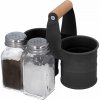 Kořenka EH Excellent Houseware Sada pepře a soli v kovovém košíku 13 x 6 cm černá