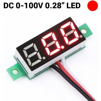 Neven V18D DC0-100V 0.28' LED digitální voltmetr červená