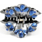 Skřipec na vlasy zdobený barevnými sklíčky Barva: modrá – Hledejceny.cz