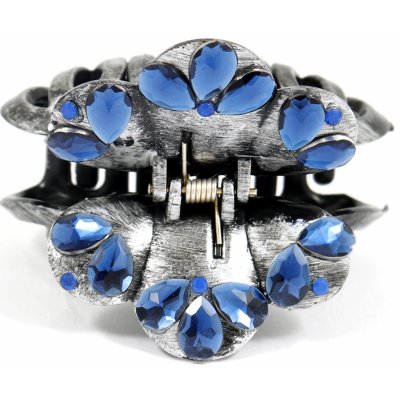 Skřipec na vlasy zdobený barevnými sklíčky Barva: modrá – Hledejceny.cz