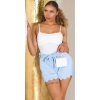 Dámské šortky Koucla Sexy Highwaist látkové šortky s páskem na zavázání babyblue