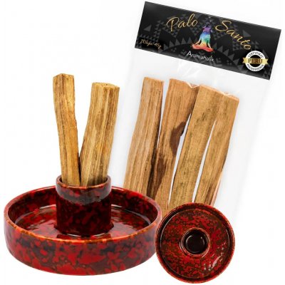 Aromaholik keramická kadidelnice Fumo na Palo Santo červená + dřevo 45 g – Sleviste.cz