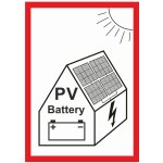 PV + baterie symbol na fotovoltaiku / samolepka A6