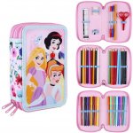 CurePink trojdílné pouzdro Disney Princess Sněhurka Popelka a Locika 42 položek 20 x 12 x 7 cm – Sleviste.cz