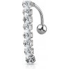 Piercing Šperky4U obrácený piercing do pupíku čiré zirkony WP0038-C