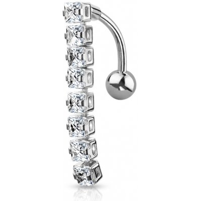 Šperky4U obrácený piercing do pupíku čiré zirkony WP0038-C – Hledejceny.cz
