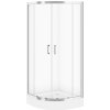 Sprchové kouty Cersanit Basic s vaničkou 80x80 cm půlkulatá chrom lesk/průhledné sklo S601-117