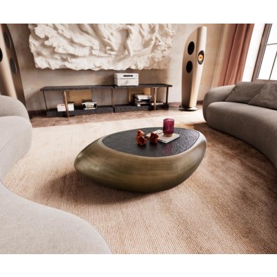 Delife Sagana 120x80 cm kovová zlatá s reliéfním sklem taupe – Zboží Dáma