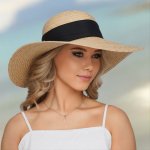 Krumlovanka dámský slaměný klobouk Crochet s velkou krempou natural P-24106 – Zboží Dáma