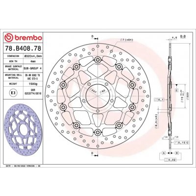 BREMBO Brzdový kotouč PRIME - Serie-Oro - Floating Disc - 320 mm BRE 78B40878 | Zboží Auto
