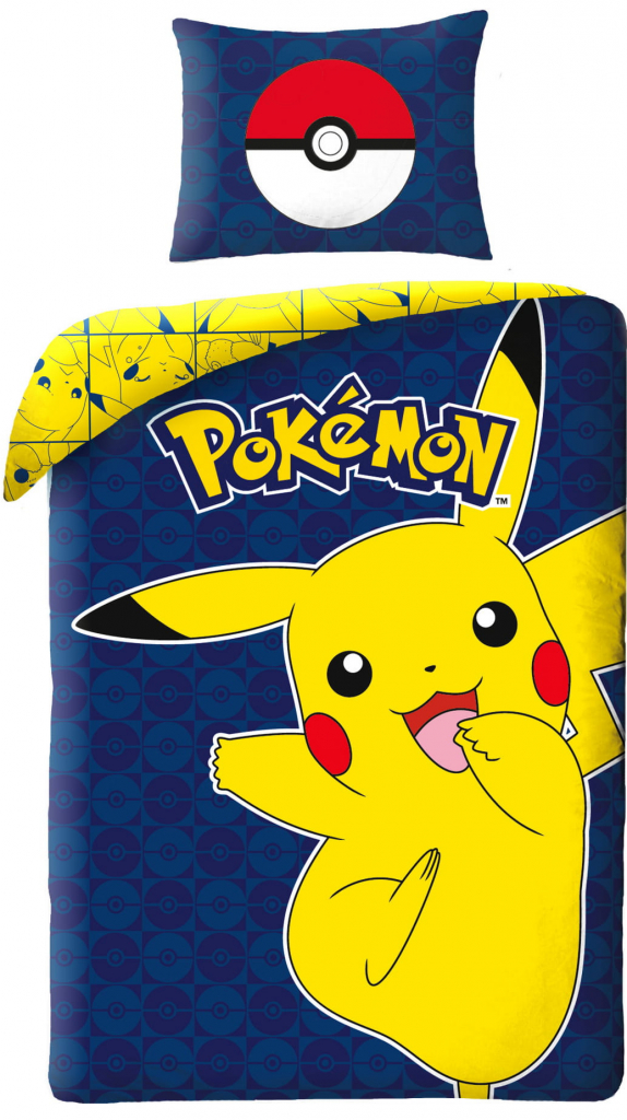 Halantex povlečení Pokémon Pikachu with Pokeball POK-605BL 140x200 70x90