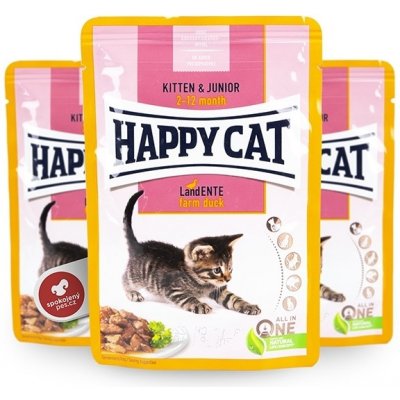 Happy Cat Meat in Sauce Kitten & Junior Land Ente 24 x 85 g