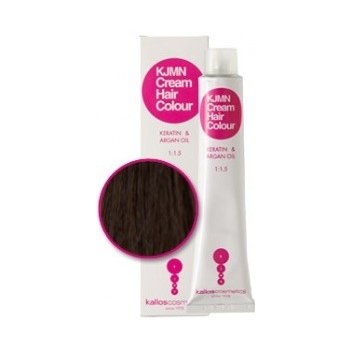 Kallos KJMN barva na vlasy s keratinem a arganovým olejem 4.0 Medium Brown Cream Hair Colour 1:1.5 100 ml