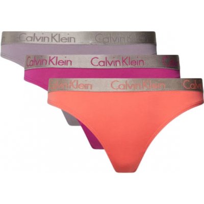 Calvin Klein 3 PACK dámská tanga QD3560EI2L fialová oranžová růžová – Zboží Mobilmania