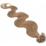 Vlnité 50cm 100% lidské vlasy pro metodu keratin 0,5g světle hnědá – Sleviste.cz