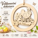 Dřevěná velikonoční dekorace se slepičkou a vajíčkem 200 × 200 mm – Hledejceny.cz